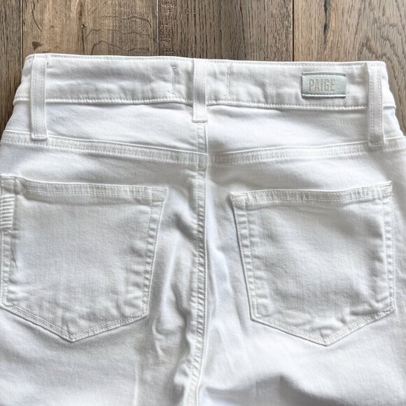 Paige Hoxton High Rise Slim Crop Jeans White Size 26 Raw Hem Stretch Denim - Picture 5 of 7